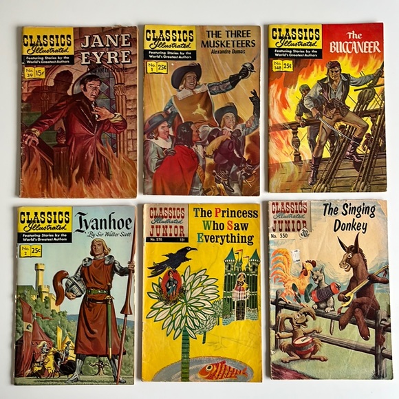 6 COMIC LOT Classics Illustrated and CI Junior -Jane Eyre 39, Three Musketeers 1 - Picture 1 of 9